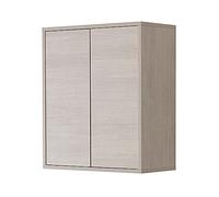Pensile sospeso Lavanderia Bagno Multiuso, L. 60 x P. 30 x H. 72 cm, 2 Ante con Apertura Push, Linea Way (Rovere Chiaro)
