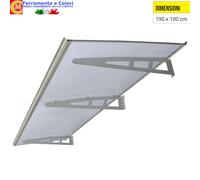 Pensilina Alluminio Trasparente Tettoia Copertura Pioggia Porte Finestre 100x190