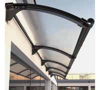 Pensilina Curva Dal Design Moderno,Pensilina Da Giardino Esterna Con Grande Grondaia,Protezione UV Antipioggia,Staffa in Alluminio Nero,Lastra Solida in Policarbonato (100x208cm/39x82in,Black)