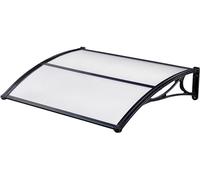 Pensilina da Esterno 100x150cm in Policarbonato Trasparente - Tettoia Parasole e Parapioggia - Cappottina Resistente in ABS Nero- Copertura Tettoia per portoncino d'ingresso - Facile da Montare