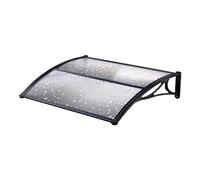 Pensilina da Esterno 100x80cm in Policarbonato Trasparente - Tettoia Parasole e Parapioggia - Cappottina Resistente in ABS Nero - Copertura Tettoia per portoncino d'ingresso - Facile da Montare
