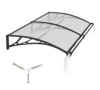 Pensilina da Esterno 150x100 cm in Policarbonato con Grondaia Integrata,Baldacchino Tettoia per Porta,Finestra e Veranda,con Protezione UV,Antipioggia e Antineve