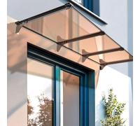 Pensilina da Esterno 400x100 300x100 200x100 360x80 120x80 Pensilina in Policarbonato Tettoia per Porta D'Ingresso con Lavandino, Protezione UV per Esterni Antipioggia(Marrone,80x240cm)