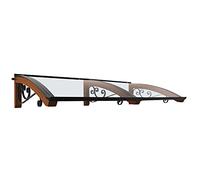 Pensilina da esterno in legno lamellare, copertura in policarbonato compatto trasparente, Modello Legno Riccio, dimensioni 100 x 250 cm, colore legno Teck