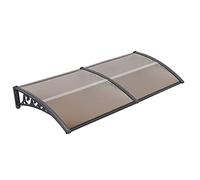 Pensilina da Esterno in Policarbonato e Alluminio, Tettoia per Finestre e Porte,Policarbonato e Alluminio per Porte e Finestre, Tettoia da Esterno con Kit Montaggio,100*300 cm marrone