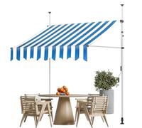 Pensilina da giardino con manovella, tenda da sole retrattile manuale, tenda da sole regolabile per balcone, tenda da sole per finestra per cortile, giardino, balcone(Blue/white,8.2ftx3.9ft)