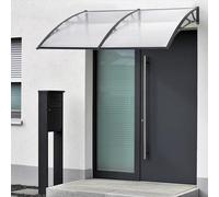 Pensilina Esterna per Ingresso 200 x 100 cm Tettoia Riparatore in Policarbonato Copertura Trasparente e Supporto Nero