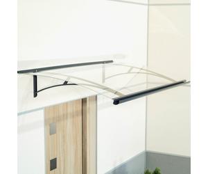 Pensilina modello Firenze, aensilina ad arco in alluminio e vetro acrilico trasparente, antracite, con canale di drenaggio, configura individualmente