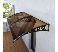 Pensilina Per Copertura In Policarbonato Alveolare Tettoia Modulabile Per Esterno Per Porte Balcone Finestre Elegante E Resistente, Colore Nero E Fumè (100 x 240 cm)