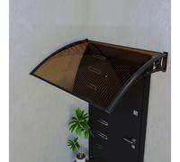 Pensilina Per Copertura In Policarbonato Alveolare Tettoia Modulabile Per Esterno Per Porte Balcone Finestre Elegante E Resistente, Colore Nero E Fumè 100 x 120 cm (p x l)