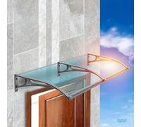 Pensilina per finestra, porta, staffa in lega di alluminio, pensiline per finestra, copertura esterna in policarbonato, protezione UV/pioggia/neve, scarico su entrambi i lati, L60xP360 cm