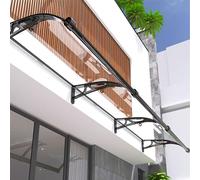 Pensilina per porta d'ingresso, tenda da sole per esterni con copertura a lavello, copertura trasparente in policarbonato, pensilina resistente ai raggi UV per ingresso, staffa in alluminio, silenzio