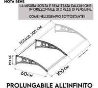 pensilina policarbonato tettoia trasparente fume modulare estensibile resistente