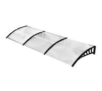 Pensilina Tettoia 122x89x24 cm in Policarbonato PP e Alluminio Nera e Trasparente