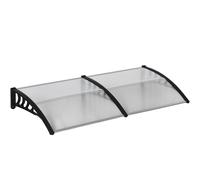 Pensilina Tettoia 200x100x26 cm in Policarbonato e Alluminio Nero e Trasparente