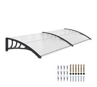 Pensilina Tettoia da Esterno 195x75cm, Tettoia per Esterno in Policarbonato e Alluminio, per Balcone Finestre e Porte, Trasparente