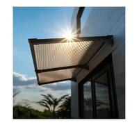 Pensilina Tettoia da Esterno, Tettoia per Esterno in Policarbonato Alluminio, per Balcone Finestre e Porte, Anti UV, Inclinazione verso il basso di 20°(140x300cm/55x118in)