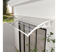 Pensilina Tettoia in Policarbonato Trasparente,Tettoia per Porta e Ingresso,Pensilina da Esterno,Tettoia per Finestre e Porte Protezione Uv da Pioggia e Neve,Alluminio Bianco (60x160cm/24"x63")