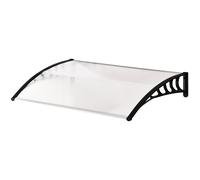 Pensilina Tettoia Moderna 90x150x25 cm in Policarbonato PP e Alluminio Trasparente