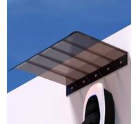 Pensilina Tettoia PC - Arco Ingresso Trasparente/Marrone, Impermeabile e Anti-UV (35x50cm/14"x20", Brown)