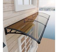 Pensilina Tettoia per Esterno 150x100 cm in Policarbonato, Baldacchino Tetto con Grondaia Integrata per Porta, Finestra e Veranda, con Protezione UV, Antipioggia e Antineve