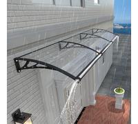 Pensilina Tettoia per Esterno 150x100 cm in Policarbonato, Baldacchino Tetto con Grondaia Integrata per Porta, Finestra e Veranda, con Protezione UV, Antipioggia e Antineve