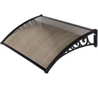 Pensilina Tettoia per Porta Balcone Esterno | Copriporta o Finestra In Policarbonato Compatto | 120x80 | 100x80 | 120x100 | 150x100 | Fumé | Bianco (120x80 (Braccetto), Fumé (Alveolare))