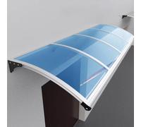Pensilina Tettoia per Porta Balcone Esterno,Tendalino per Finestra Lavandino Grande,Pensilina Tettoia in Policarbonato Blu,Telaio in Alluminio Argento,Tenda da Veranda (80x300cm/32"x118")