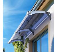 Pensilina Tettoia per Porta d'Ingresso con Lavandino,Tenda da Sole con Protezione UV,Pensilina Copriporta in Policarbonato Blu con Staffa Argentata,per Esterni Antipioggia (45x60cm/18"x24")