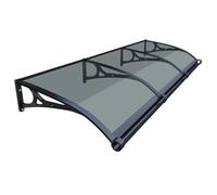 Pensilina tettoia per Porta d'ingresso, Tendalino per Finestra di Casa, Pensilina da Esterno Balcone Tetto Policarbonato ad Arco Trasparente, Staffe Curve in Alluminio(Dark Gray,80x140cm)