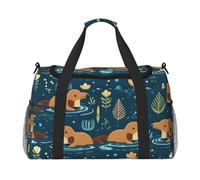 Pensive Platypus - Borsone da viaggio per uomini e donne, borsa da viaggio pieghevole e spaziosa borsa da viaggio per riporre articoli da toeletta, articoli personali, nero, L, Nero , L