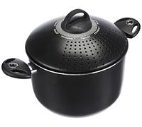 Pensofal, Pentola per pasta, Serie BioStone®, Pastasi, Alluminio con rivestimento antiaderente, Diametro 24 cm, 7L, Maniglie In Bakelite, Adatta All'Induzione, Effetto Pietra, Nero