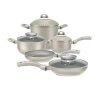 Pensofal, Set padelle e pentole, Serie White Diamond®, Set 9 pezzi, Alluminio con Rivestimento Antiaderente a 6 Strati, Maniglie soft touch, Adatta All'induzione, Bianco