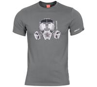 Pentagon Ageron Maschera Antigas Logo Maglietta Uomo Palestra Cotone Lupo Grigio