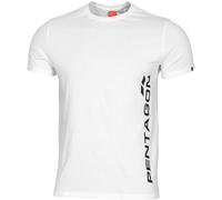 Pentagon Ageron T-Shirt Logo Verticale Fitness Palestra Sport Uomo Bianco Cotone