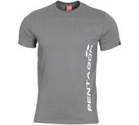 Pentagon Ageron T-Shirt Logo Verticale Uomo Palestra Cotone Esercito Lupo Grigio
