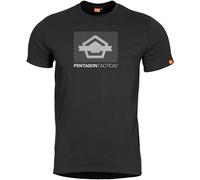Pentagon Ageron T-shirt Parallel Superiore Uomo Casuale Palestra Cotone Nero