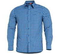 Pentagon Snoop Camicie da Tempo Libero a Maniche Lunghe Uomo Quadri Blu Checks