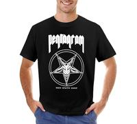 Pentagram Band White T-Shirt Vintage T Shirt Funny T Shirt Tops T Shirts for Men Cotton Black 3XL