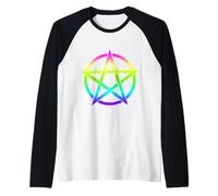 Pentagramma Arcobaleno, Satanico Pastello Goth Strega Maglia con Maniche Raglan