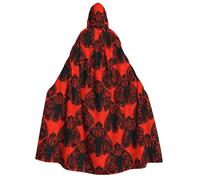 Pentagramma Demone Bafometto Satanico Adulto Halloween Mantello con Cappucc