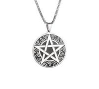Pentagramma in acciaio inox con pendente in nodo celtico della Trinity Moda maschile Amuleto Fortunato irlandese