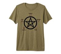Pentagramma Wicca Goth Spirito sulla Materia Streghe Maglietta Premium