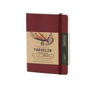 Pentalic Traveler Pocket Journal - Taccuino da Viaggio per Schizzi, Burgundy, 15,2 x 10,1 cm