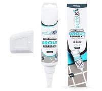 PentaUSA Riparazione Fughe Piastrelle - Tubetto Riempitivo Ripara e Rinnova, Malta per Piastrelle, Kit Riparazione Fughe ad Asciugatura Rapida con Raschietto, Stucco con formula inodore (Bianco 250gr)