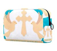Pentecost Sunday Holy Spirit colomba trousse da donna, borsa da viaggio per articoli da toeletta grande, pratica borsa organizer con cerniera, Multi, 18.5x7.5x13cm/7.3x3x5.1in, Beauty case