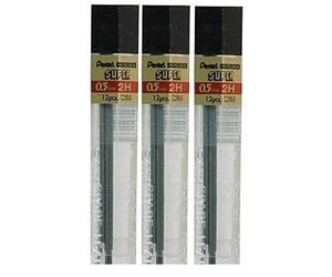 Pentel - 2H - 0,5 mm-dureté de crayon de rechange pour Super mines Hi &Pollymer automatique pour Porte-Mines, Lot de 3 Tubes - 36 pièces