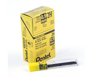 Pentel 50 mine Super Hi-Polymer astuccio da 15 mine 0,9 mm 2H, 12 pezzi