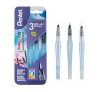 Pentel Aquash Brush FRH, set di 3 pennelli per serbatoio d'acqua con punta fine/media/grande (la confezione può variare)