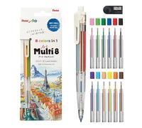Pentel Art Multi 8 - Porta mine multicolore con 8 mine colorate + set di mine di ricambio (XPH804ST)